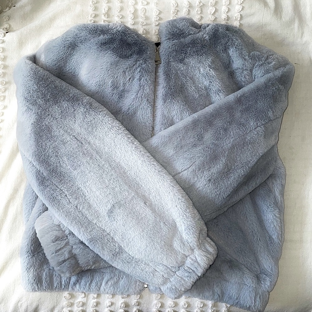 Bagatelle.NYC light blue faux fur coat